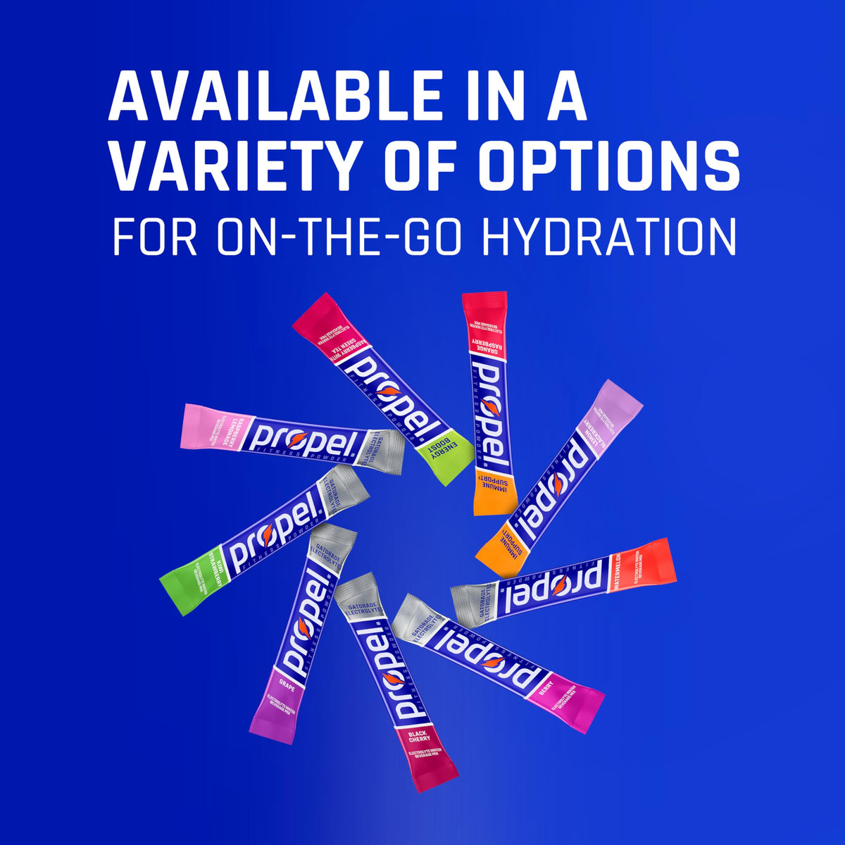 Propel 50-pack display shows convenient hydration options.