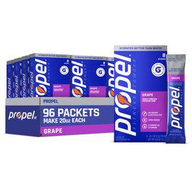 Propel electrolyte powder grape stick for on-the-go hydration during workouts.