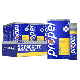 Propel Lemon electrolyte powder boxes for everyday hydration on the go.