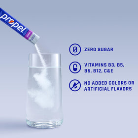 Propel electrolyte powder sticks ready to mix for on-the-go hydration.