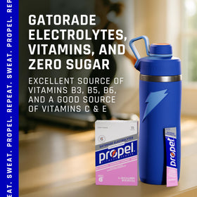 Propel Kiwi Strawberry packets offer flavor variety during training sessions.