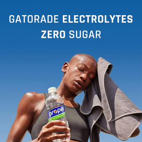 Propel Grape label closeup highlights electrolytes and vitamins.