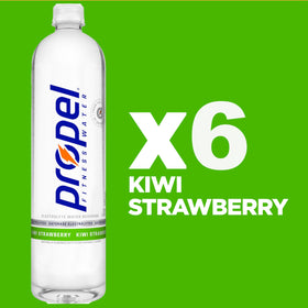 Propel Kiwi Strawberry bottle back highlights electrolytes and vitamins.
