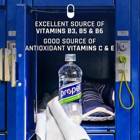 Propel Kiwi Strawberry lifestyle image with six bottles for on-the-go hydration.