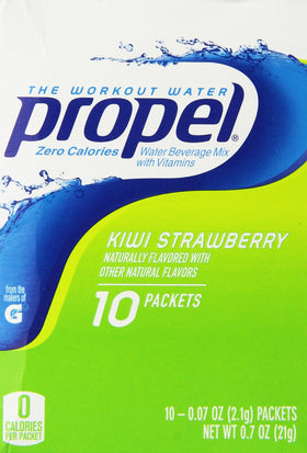 Propel Zero Kiwi Strawberry bottle for on-the-go hydration and refreshing flavor.