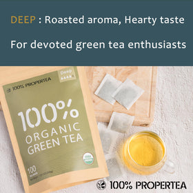 Propertea green tea bags in a 100-count box for easy daily brewing