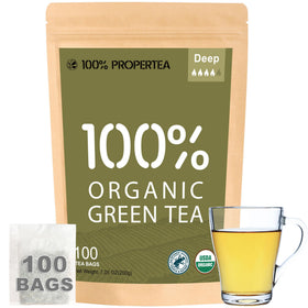 100% Propertea organic green tea bags from Longjing origin deliver pure flavor