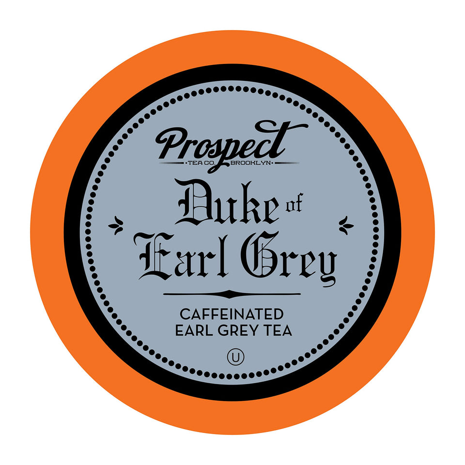 Prospect Tea Co. Duke of Earl Grey pods packaging for quick, mess-free brewing.
