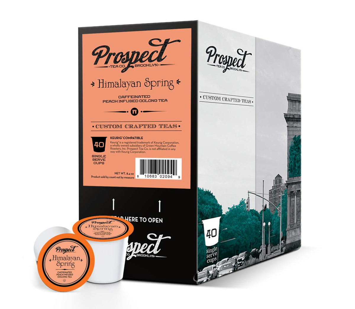 Prospect Tea Co. Himalayan Spring Peach Oolong pods—K-Cup compatible for easy brewing including 2.0.