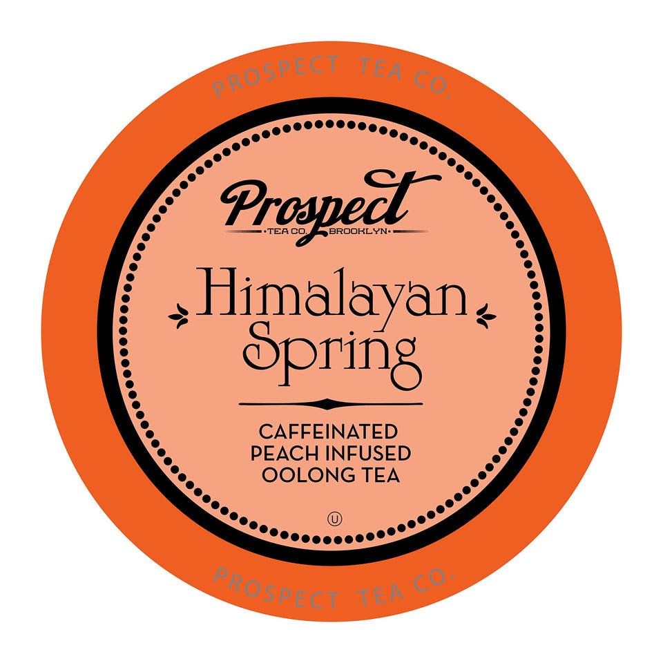 Prospect Tea Co. Himalayan Spring Peach Oolong pods front pack, convenient single-serve brewing.