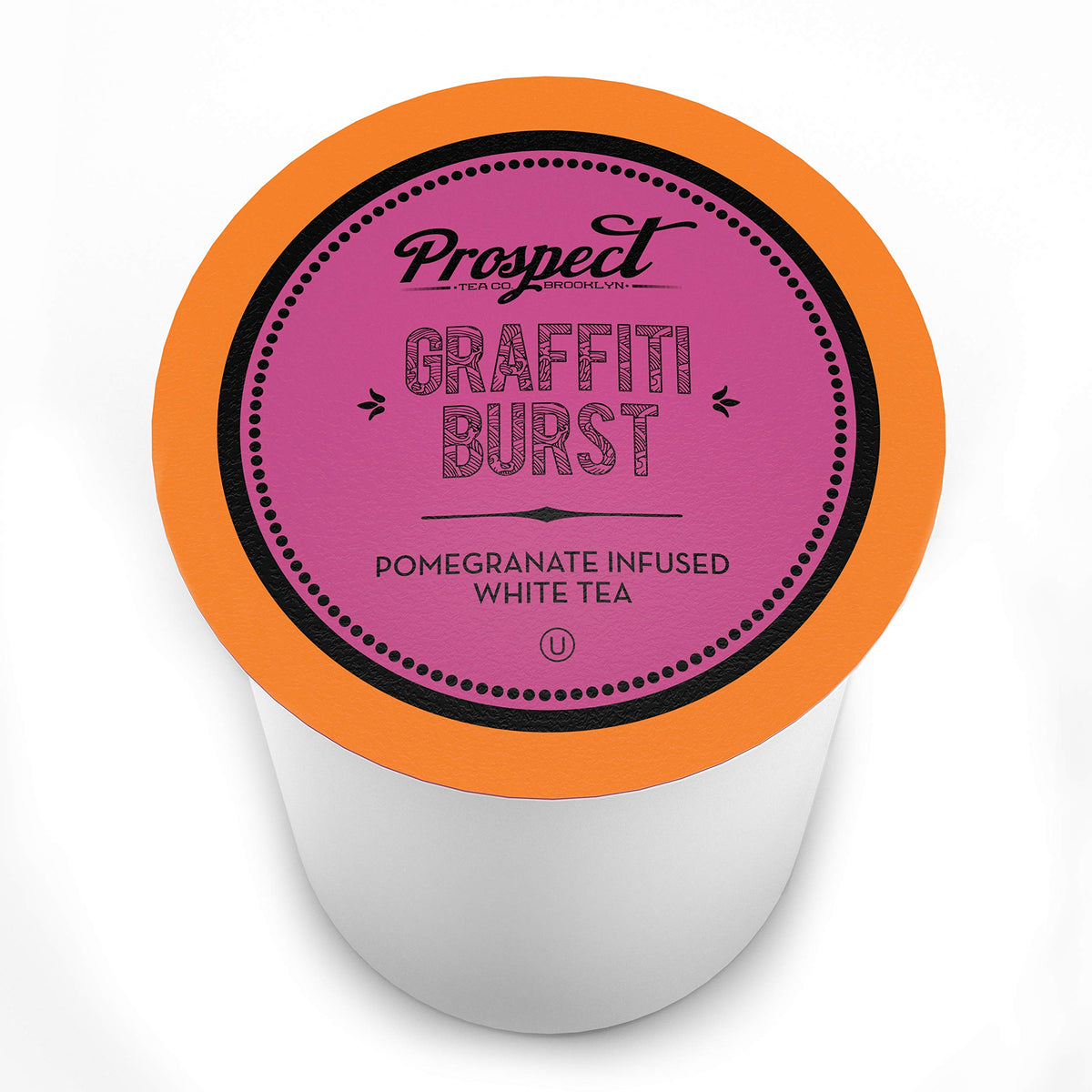 Prospect Tea Co. K-Cup compatible pods offer vibrant Graffiti Burst aroma in every cup.
