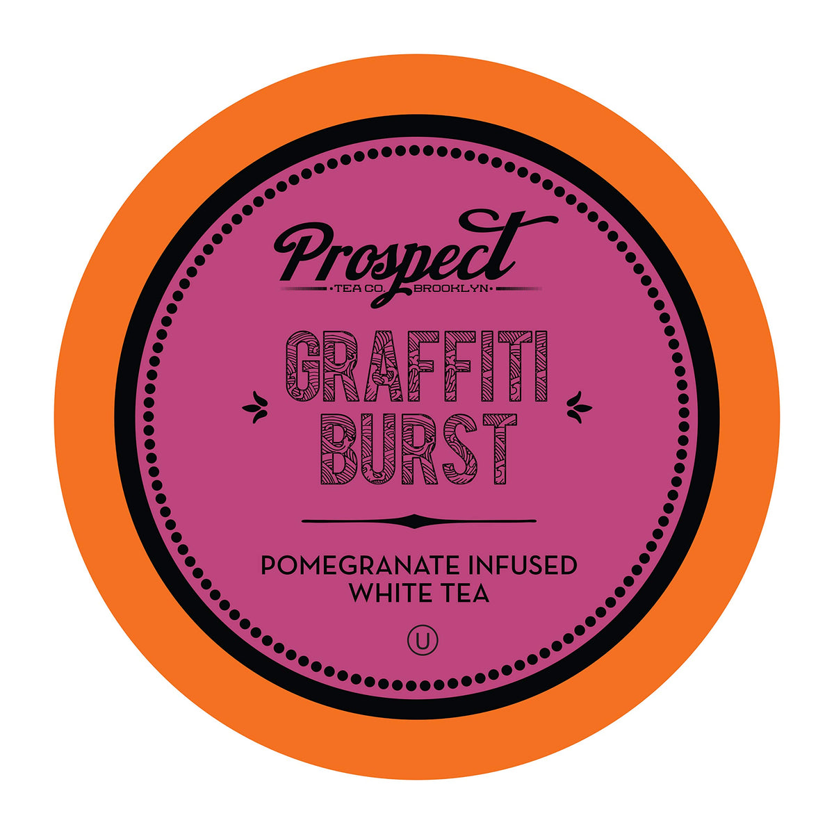 Prospect Tea Co. Pomegranate White Tea Pod in brew setup for K-Cup brewers, crisp flavor.