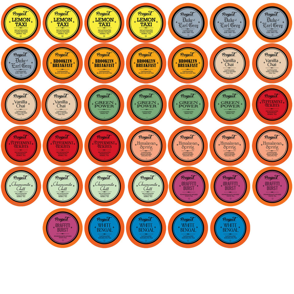 Prospect Tea Co. sampler box for Keurig pods offering quick flavor exploration