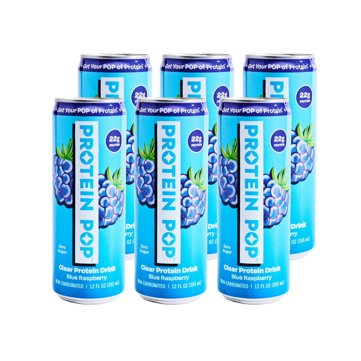Protein Pop Blue Raspberry 12oz can for quick, refreshing protein