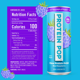 Protein Pop Blue Raspberry in hand, convenient on-the-go hydration