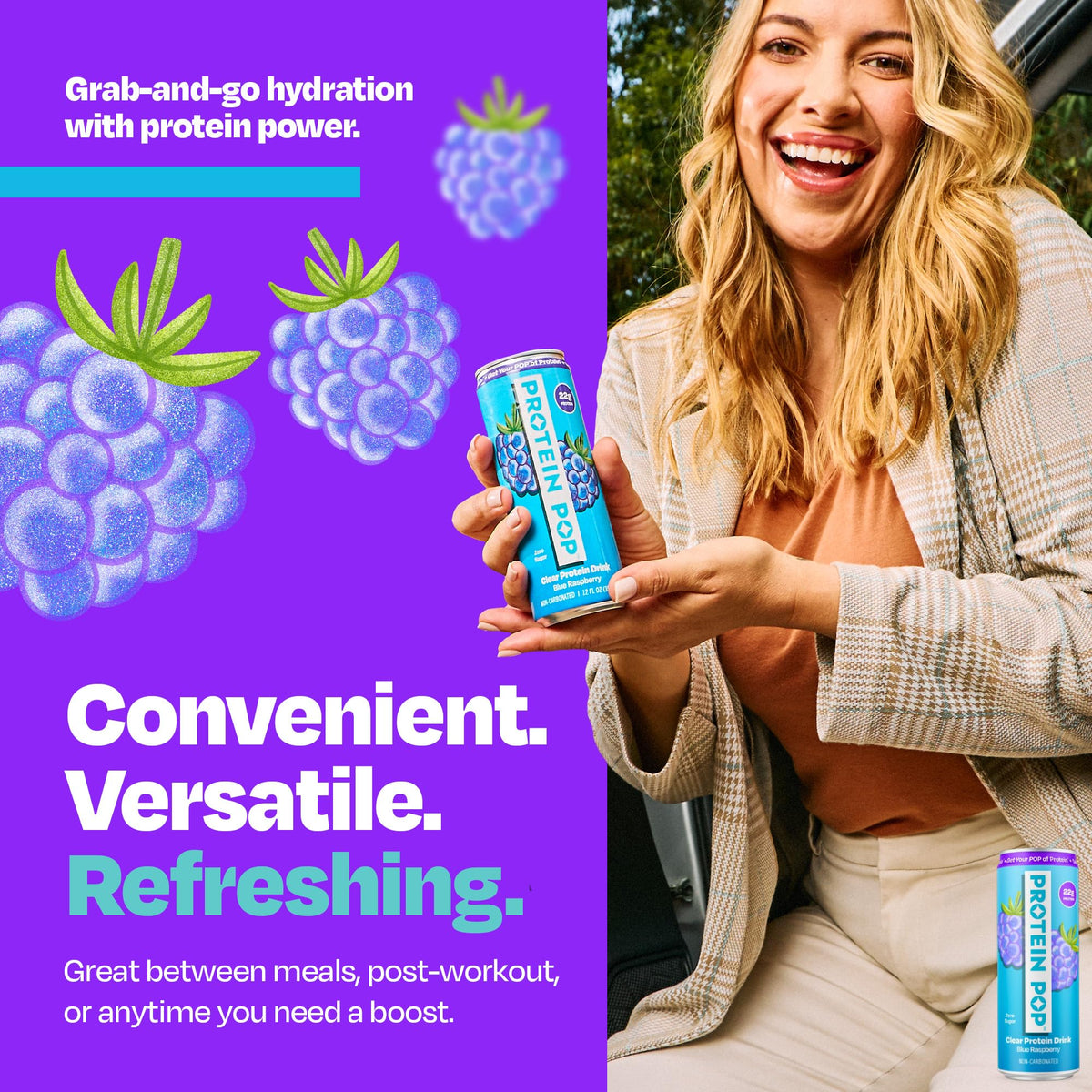 Protein Pop Grapefruit Citrus 12oz can, bright flavor supports goals