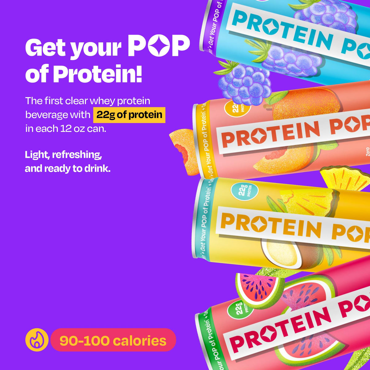 Protein Pop peach 12oz can offers light, flavorful protein boost.