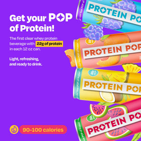 Protein Pop peach 12oz can offers light, flavorful protein boost.