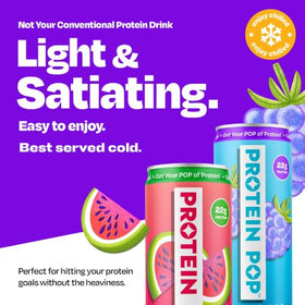 Protein Pop watermelon can for refreshing post-workout hydration.