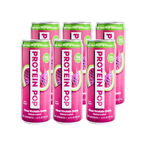 Protein Pop Watermelon clear whey can front view for post-workout refreshment.