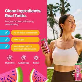 Protein Pop Watermelon clear whey pack of six on shelf for easy purchase.