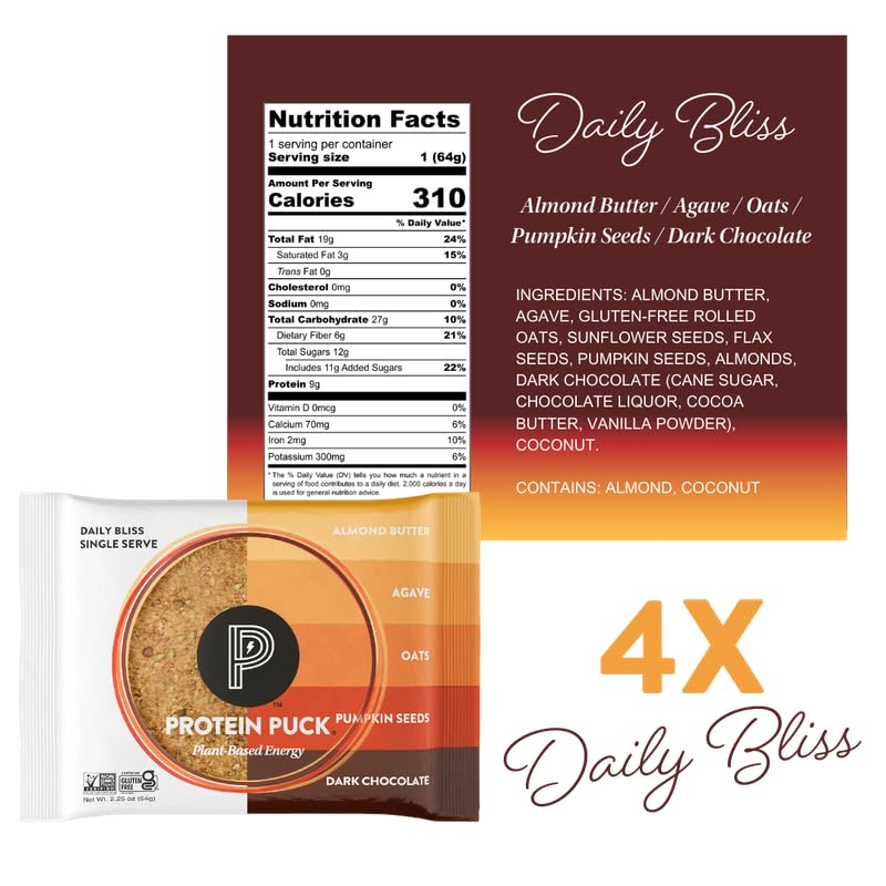 Protein Puck plant-based protein bar ingredients highlighting real foods and flavor
