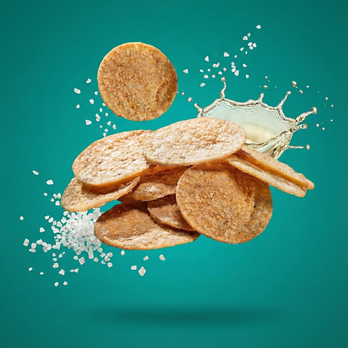 Proti-Thin Salt and Vinegar chips close-up texture reveals crisp crunch.