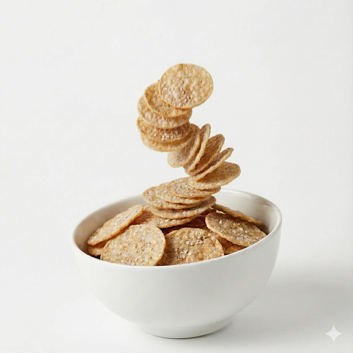 Proti-Thin Salt and Vinegar serving plate demonstrates a single-serving snack.