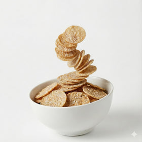 Proti-Thin Salt and Vinegar serving plate demonstrates a single-serving snack.