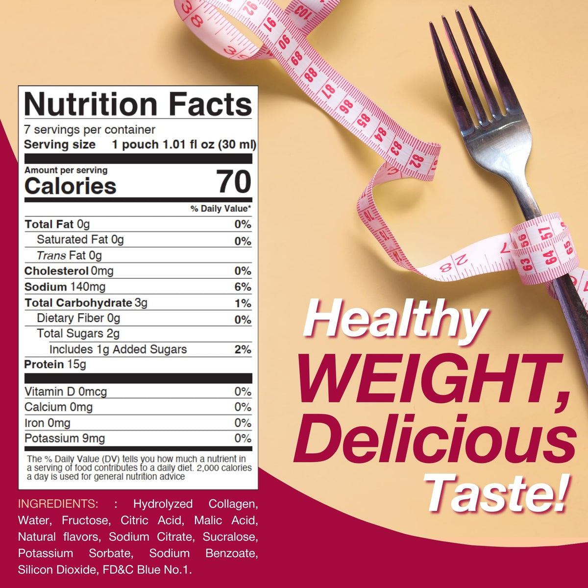 ProtiDIET packaging highlights 70 calories and 2g sugar per serving