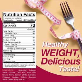 ProtiDIET packaging highlights 70 calories and 2g sugar per serving