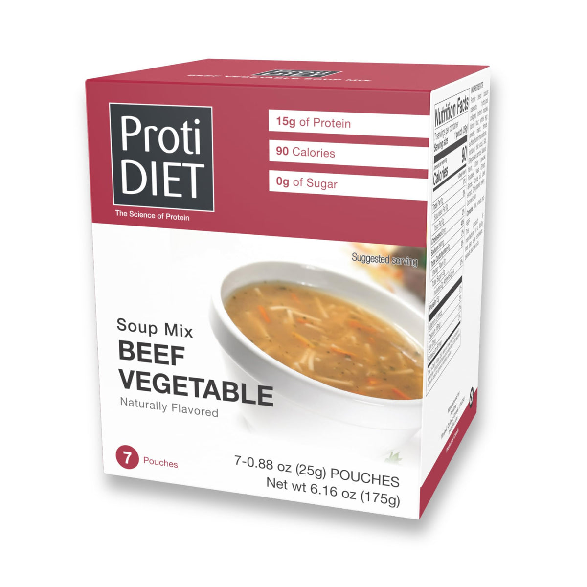 ProtiDIET beef vegetable soup pouch for a quick high-protein meal