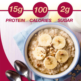 ProtiDIET banana-nut oatmeal box back with nutrition panel and protein info