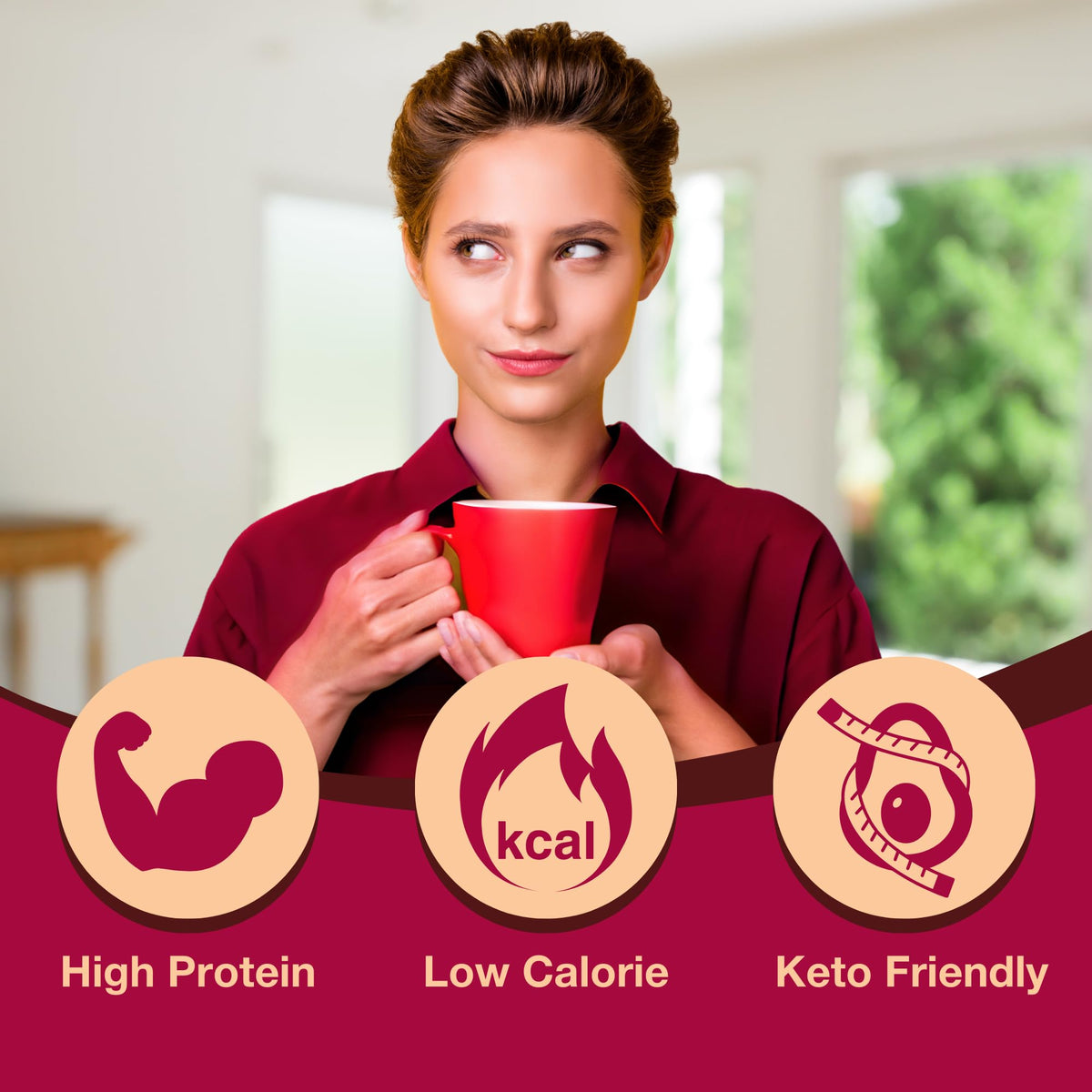 ProtiDIET hot cocoa mixing scoop enables quick, smooth preparation.
