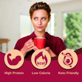 ProtiDIET hot cocoa mixing scoop enables quick, smooth preparation.