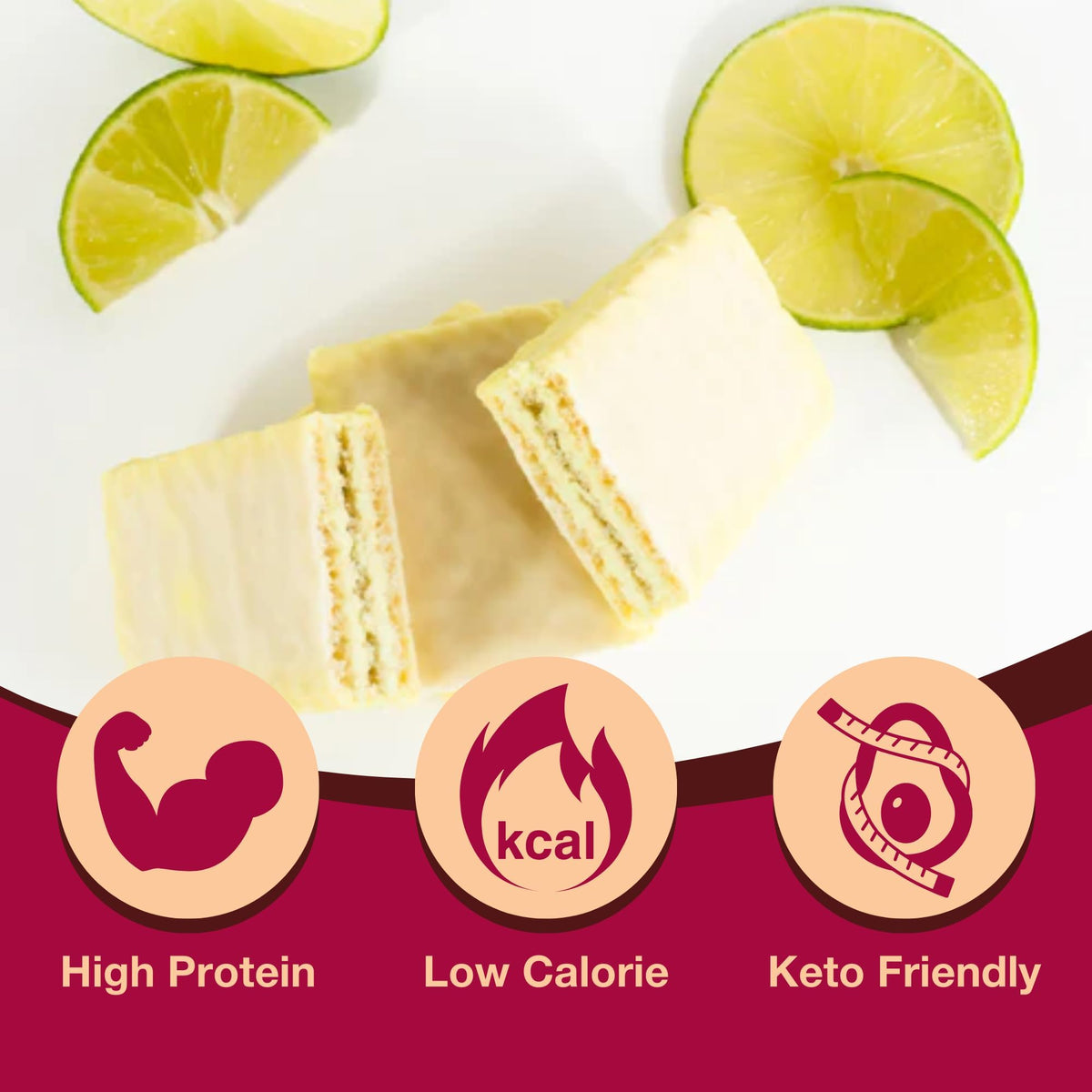 ProtiDIET Key Lime Pie Wafer Bar in hand shows convenient high-protein fueling.