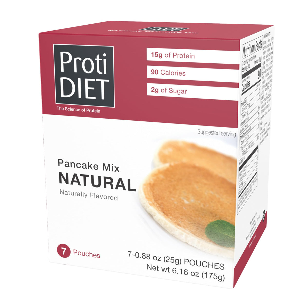 ProtiDIET pancake mix box packaging for on-the-go meals.