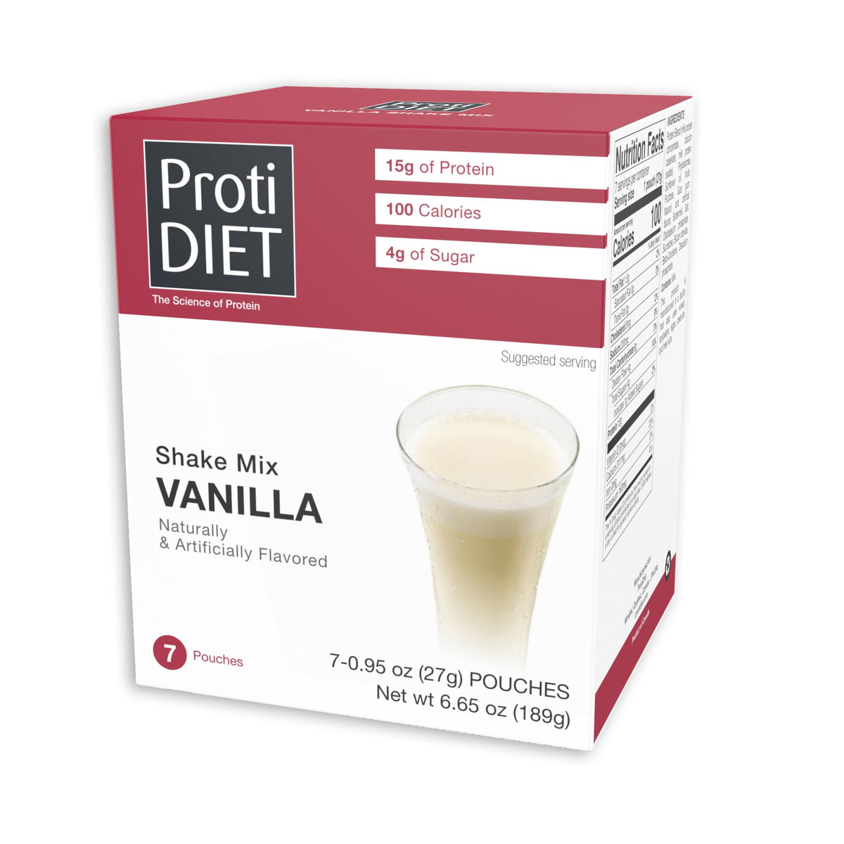ProtiDIET Vanilla Protein Shake bottle highlights creamy vanilla flavor for quick protein on the go.