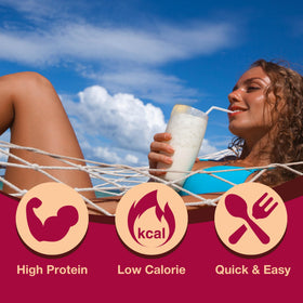 ProtiDIET Vanilla Protein Shake glass-cream captures creamy texture ideal for satisfying snacks.