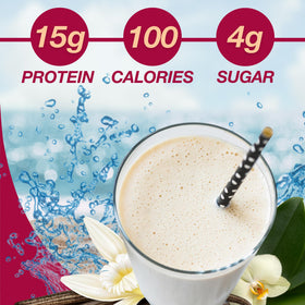 ProtiDIET vanilla shake pour shows easy mixing for post-workout recovery and meal boosts.