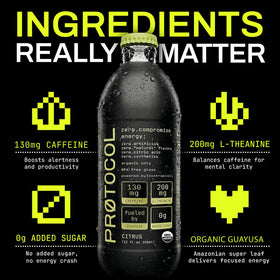 Protocol glass bottle packaging emphasizes premium, plastic-free experience.