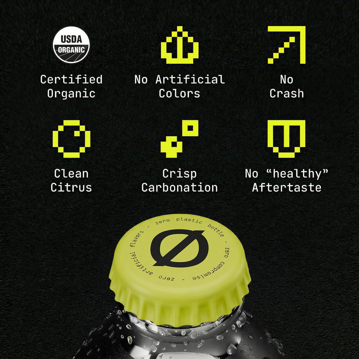 Protocol real organic fruit juice splash demonstrates 33% juice content and bright citrus flavor.