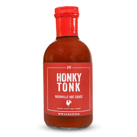 PS Seasoning Honky Tonk Nashville Hot Sauce bottle with bold heat for wings.