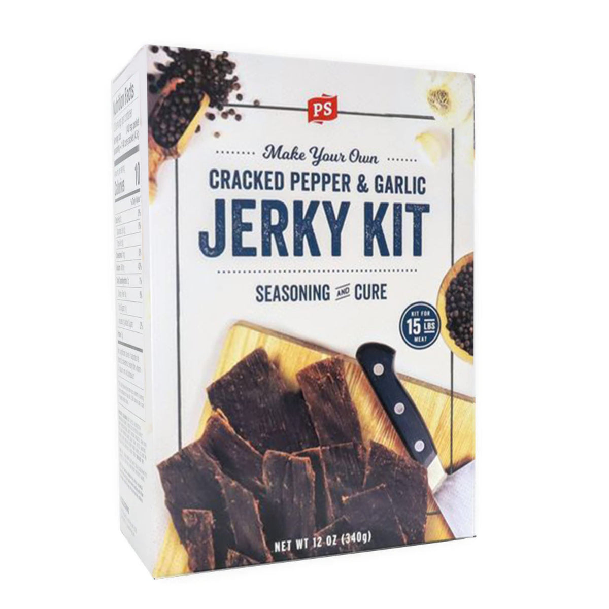 PS Seasoning Jerky Seasoning kit with cracked pepper and garlic for bold beef jerky flavor.