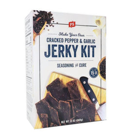 PS Seasoning Jerky Seasoning kit with cracked pepper and garlic for bold beef jerky flavor.