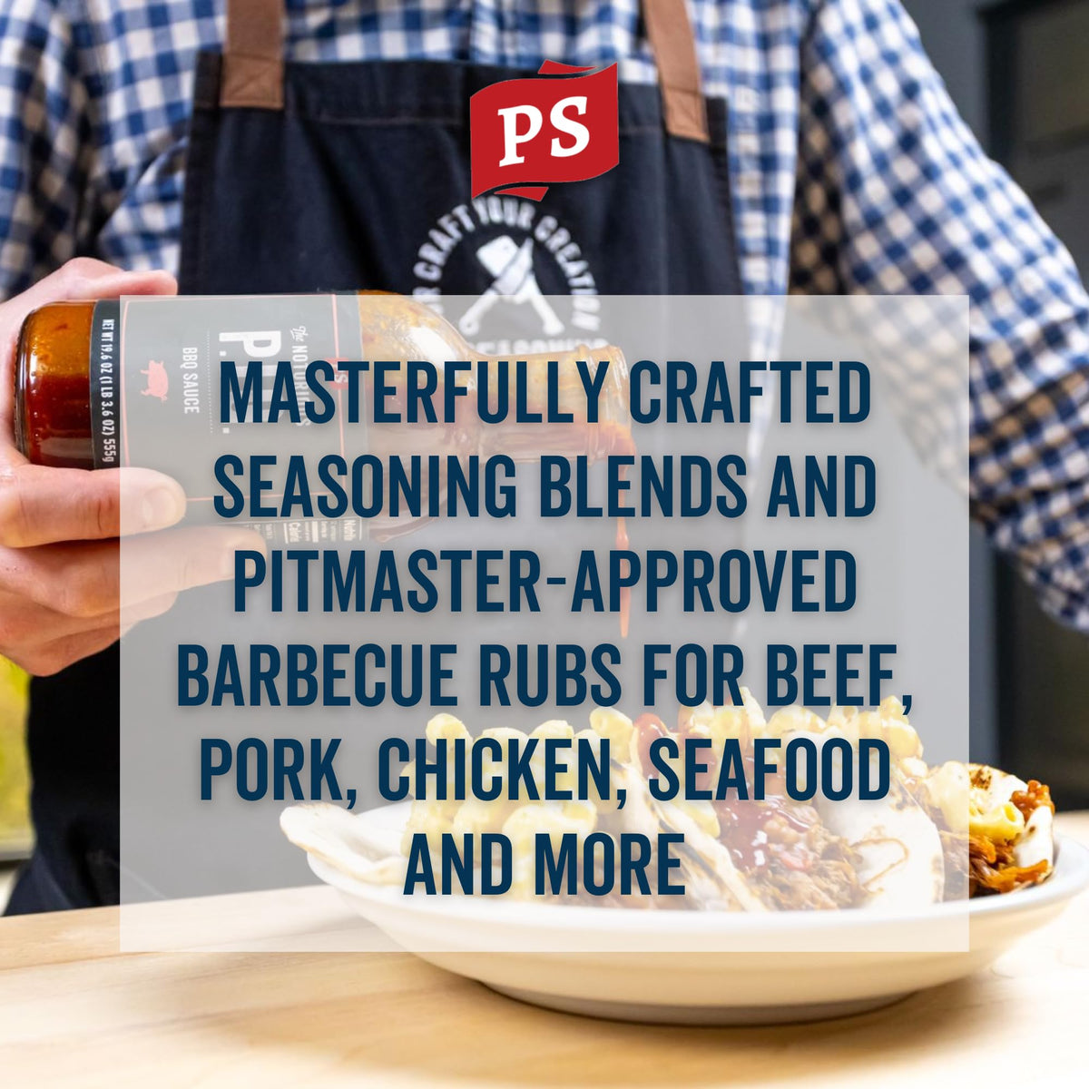 Pulled pork dish finished with PS Seasoning Notorious P.I.G. sauce