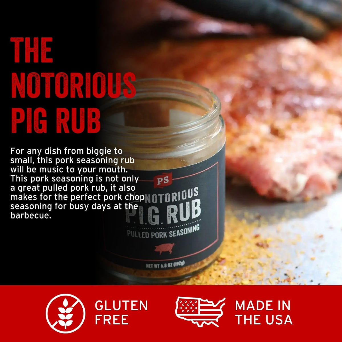 Notorious PIG smoked pork ribs on plate, showcasing smoky, sweet heat profile