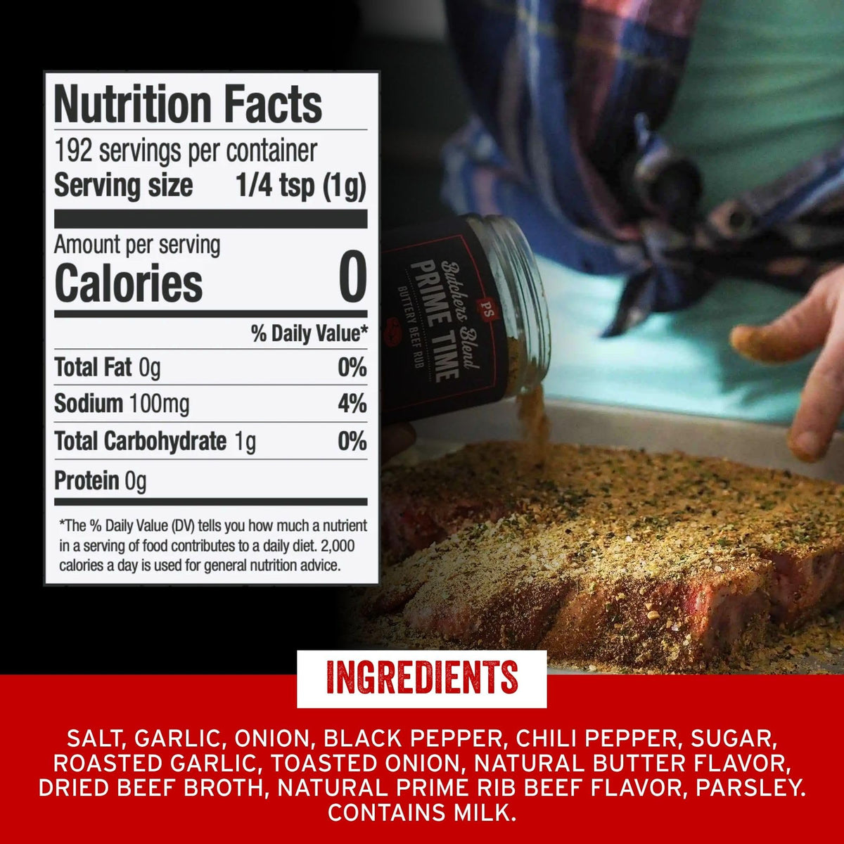 PS Seasoning Prime Time Butchers Blend with baby back ribs; creates a smoky, flavorful crust.