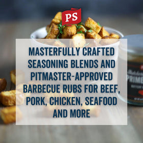 PS Seasoning Prime Time Butchers Blend on beef steaks; enhances garlic-herb aroma.