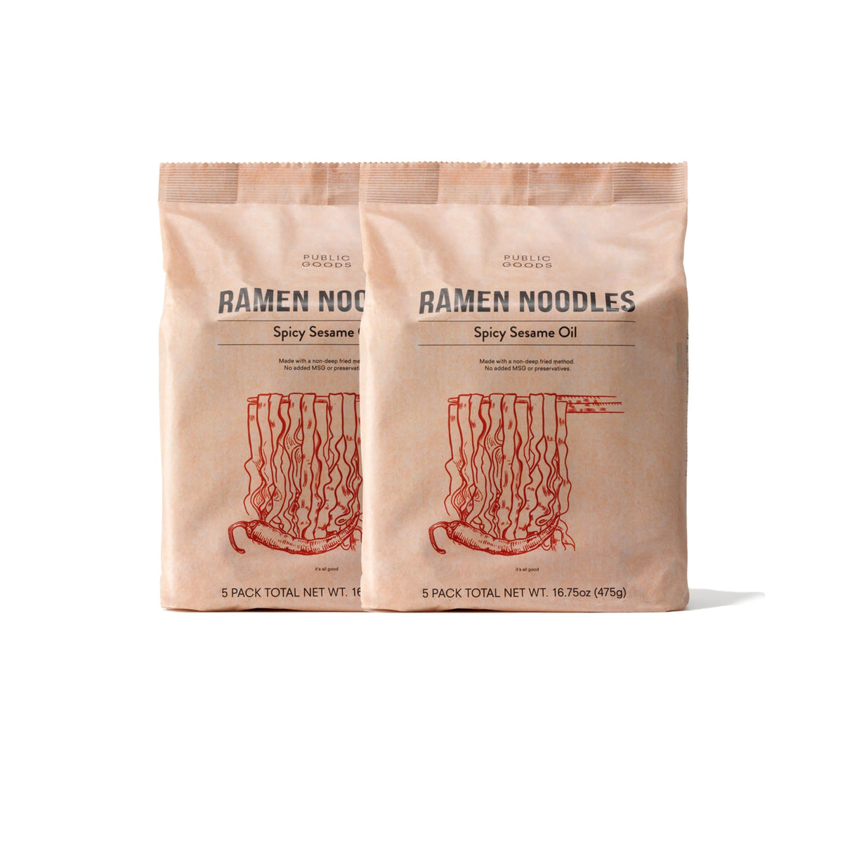 Public Goods ramen noodles brothless pack for a lighter, quick meal.